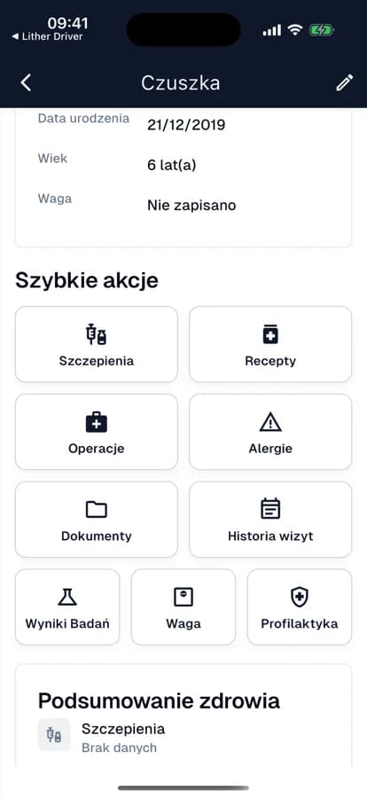 BetterPet app screen showing a pet's health records — vaccinations, prescriptions and lab results